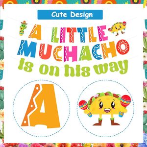 Decoraciones para Baby Shower de Fiesta Mexicana, Banner 'Un Pequeño Muchacho Está en Camino' para Niños, Artículos para Fiesta de Cactus, Tacos y Cinco de Mayo - Product Image 1