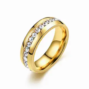 Оптовая продажа, новый стиль, ширина 6 мм, кольцо из нержавеющей стали с бриллиантом, модное кольцо с бриллиантом, пара колец