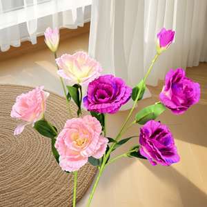 Elegante Real Touch Rosa Blanco Tallo largo Flor artificial Flor decorativa <span class=keywords><strong>Eustoma</strong></span> <span class=keywords><strong>Grandiflorum</strong></span> para la decoración de la boda - Product Image 1