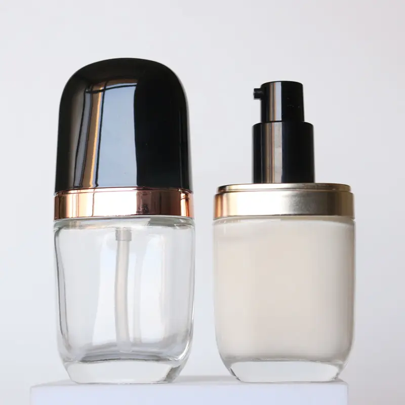 30Ml Transparante Heldere Serumpomp Glazen Fles Voor Cosmetische/30Ml Huidverzorging Glas Vloeibare Foundation Fles