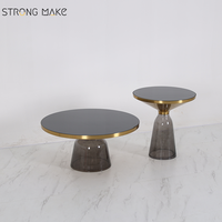 Nordic Couchtisch Basse Round Side Coffes Ensemble De Table Fin Mesa De Centro De Luxe Moderne Bell Table Basse En Verre pour Salon