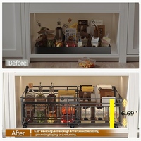 Étagères coulissantes réglables sans perçage à largeur extensible, 3 rails, pour rangement de cuisine