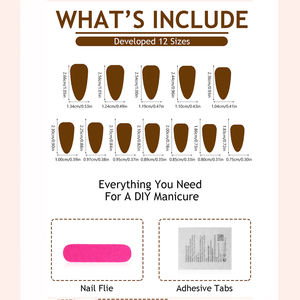 热销可穿戴指甲 3D 可拆卸花卉设计时尚美甲套装 24 件全罩式按压式指甲批发 - Product Image 4