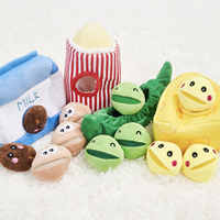 Jouet interactif pour chien en peluche de la série Digging Fun, durable, anti-ennui, pour dissimuler la nourriture (fromage, lait, pois, fusée)