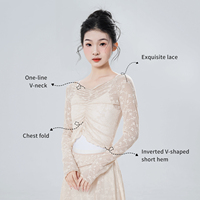 Costumes de danse de ballet pour femmes, 3 pièces, hauts à plis en dentelle, jupe irrégulière et pantalon évasé, costumes de danse de style ballet pour adultes