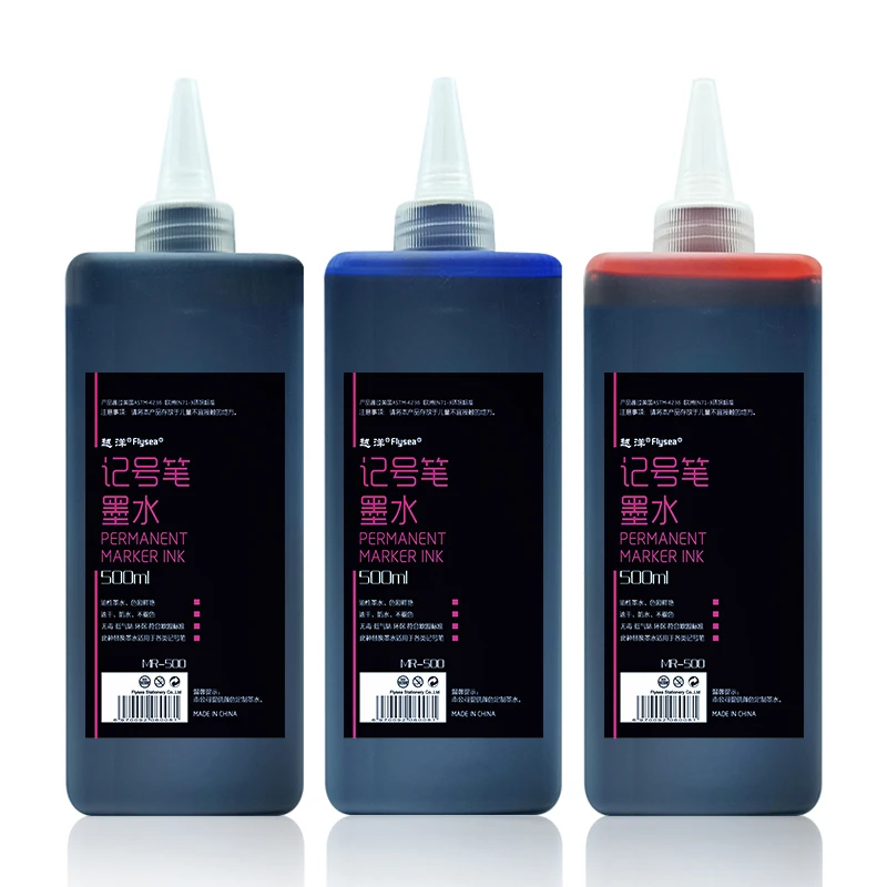 Flysea Factory Direkt verkauf 500 ML Permanent Marker Ink auf Öl basis 3 Farben Öl basierte Marker Ink Refill