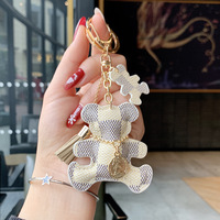 Porte-clés en cuir PU de haute qualité, tendance, créatif et personnalisé pour femme, motif animal (chat, ours), pour clés de voiture et sac, pendentif de mode