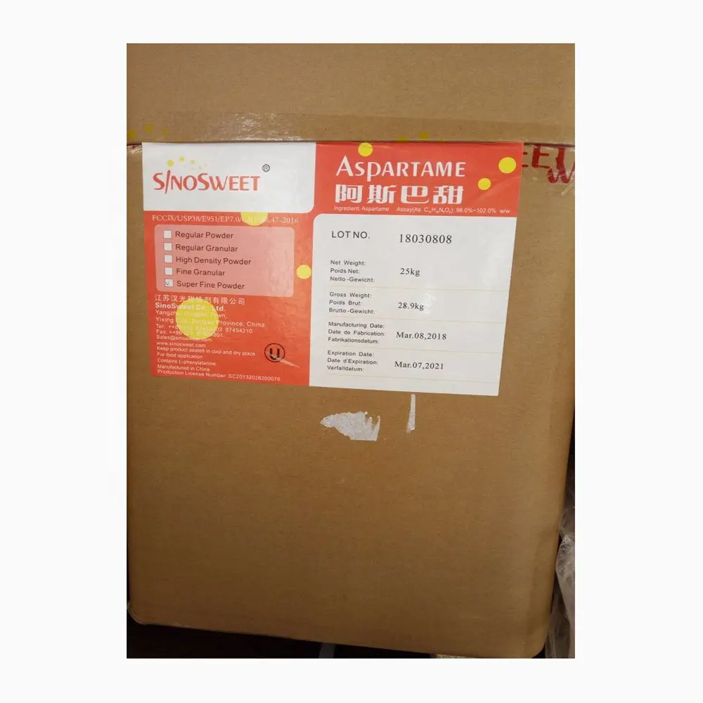 Food grade Aspartame100 Mesh weiß feine kristall pulver Aspartam 20-60 mesh granulare