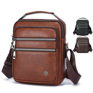 Großhandel Neue Stilvolle Diebstahlsichere Wasserdichte PU-Leder Umhängetasche mit Individuellem Logo Herren Business Messenger Crossbody-Tasche - Product Image 1