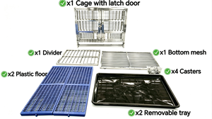 Jaula para perros de acero inoxidable de 42 pulgadas, caja de palés con bandeja de plástico con diseño de ensamblaje Modular fuerte de maíz redondeado - Product Image 2