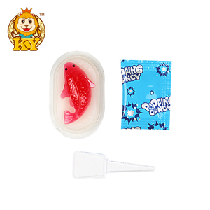 Trung Quốc bán buôn trái cây Hương vị cá hình dạng mềm Gummy Jelly <span class=keywords><strong>Pudding</strong></span> với popping kẹo - Product Image 3