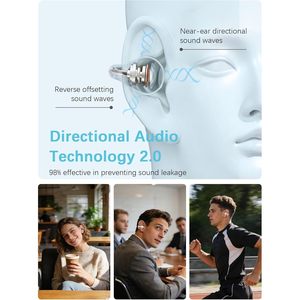Audífonos Inalámbricos de Conducción Ósea Essonio, Bluetooth 6.0, Sonido Estéreo, Ligeros, Deportivos, Blancos - Product Image 3