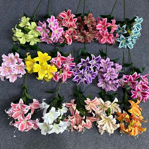 Flores Artificiales de Lirio, 7 Flores, 2 Capullos, Altas y Pequeñas, de Seda Reutilizable, Decoraciones para Bodas - Product Image 2