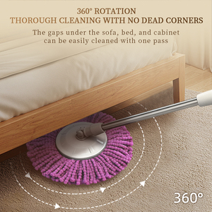 Produit ménager le plus vendu : Ensemble balai et seau pour nettoyage de sols secs et humides avec manche en acier inoxydable - Product Image 4