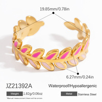 SUMMLY Trendiges Buntes Blumen-Blatt-Ringset 18K Vergoldeter Edelstahl Wasserdichter Ring Modeschmuck für Frauen Party-Geschenk