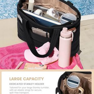 Sac à main à fermeture éclair de couleur unie pour femmes, sac fourre-tout de grande capacité, doux et de qualité supérieure, pour ordinateur portable de 15.6/17.3 pouces, printemps - Product Image 4