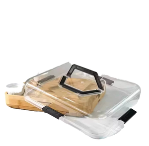 Planche à découper en bambou écologique pour la cuisine, ensemble de quatre plateaux à fromage avec quatre tiroirs pour sauces, épaisseur 2,0 cm - Product Image 1