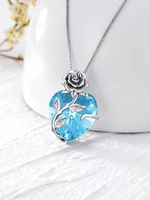 Collier pendentif en argent sterling 925 avec cristal jaune en forme de rose, bijoux tendance pour femmes et filles, cadeau d'anniversaire