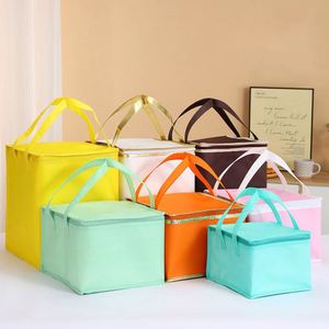 Thickened Colorful Non Woven <b>Cake</b> Cooler Bag Aluminum Foil Lining Handheld Large Sized Custom Logo <b>for</b> Birthday <b>Cake</b> Packaging - Product Image 1