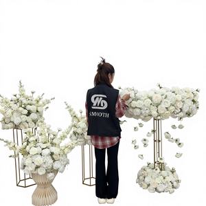 Boule de fleurs en soie artificielle lisse pour centre de table de mariage avec guirlande à double anneaux, supports de table 1,8-2,4 m - Product Image 1