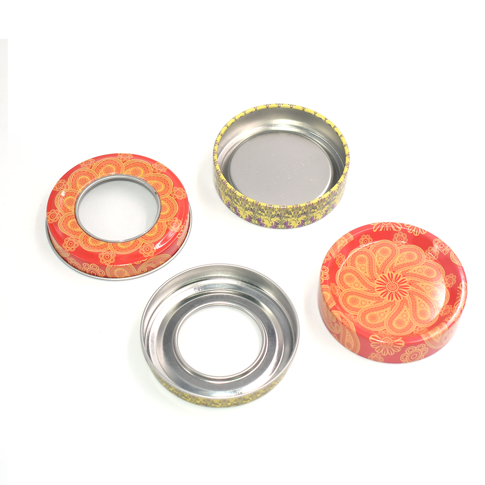 Высококачественная пользовательская круглая металлическая жестяная коробка с шафрановым покрытием