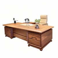 Bureau de direction commercial en bois massif, style chinois rétro, double armoire sculptée en noyer noir, modèle LBZ-325X