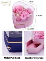 Coffret cadeau de fleurs préservées faites à la main, boîte à bijoux originale en forme de cœur, articles de décoration pour la maison, Saint-Valentin, remise de diplôme, Noël