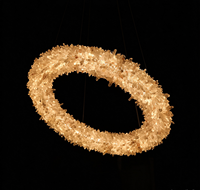 Lustre créatif en cristal naturel de luxe nordique, en forme d'anneau, pour salon, salle à manger et chambre à coucher