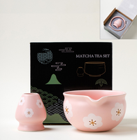 Service à thé Matcha de haute qualité avec boîte en papier coffret cadeau ensemble bol et support en céramique
