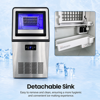Machine à glaçons commerciale électrique à refroidissement par air, 32-45 kg/jour, filtre à eau du robinet, entièrement automatique, en acier inoxydable, pour magasin