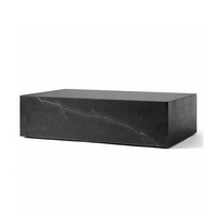 Tables à thé de café central de salon rectangle cubique table basse de socle en pierre de marbre noir rectangulaire moderne