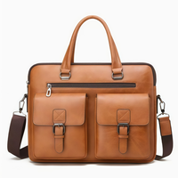 Sac à bandoulière pour ordinateur portable en cuir PU et cuir de vachette pour homme, léger, durable, imperméable et rigide