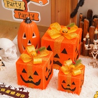 Lampada Decorativa per Interni a Forma di Scatola Regalo per Halloween, Luce Notturna Fai-da-Te a Batteria, Luci Decorative Festive con Telecomando