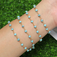 Collier en perles turquoises naturelles, mm, fait à la main, chaîne, chapelet