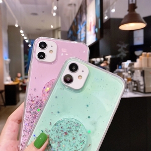 เคสโทรศัพท์ Realme 5/5i รุ่นใหม่ แฟชั่นสำหรับสาวๆ ประดับกลิตเตอร์ พร้อมที่จับนิ้วมือและขาตั้ง สำหรับ iPhone 12 สีชมพู และสำหรับ <span class=keywords><strong>VIVO</strong></span> Y11/Y12/Y15/Y17 - Product Image 2