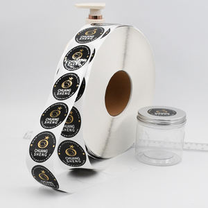 Étiquettes en vinyle imperméables avec logo rond en feuille d'or, adhésif puissant, impression d'étiquettes en rouleau avec laminage brillant, personnalisées - Product Image 3