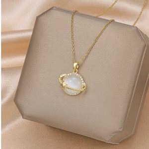 Xl051 थोक उच्च-अंत सामान स्टेनलेस स्टील महिलाओं को नेकलेस प्राकृतिक खोल क्लोवर नेकलेस गहने - Product Image 5