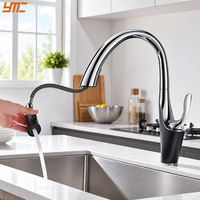 Robinet de cuisine extractible en laiton brossé, mitigeur chaud/froid à poignée unique pour projets de cuisine modernes
