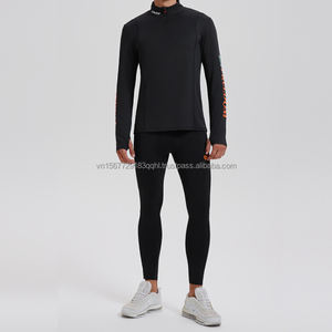 Conjunto Deportivo Unisex Otoño Invierno 2026, Manga Larga, Media Cremallera, Estampado, Secado Rápido, Transpirable, Top Ajustado, Pantalones Ajustados, para Entrenamiento y Running - Product Image 3