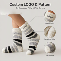 Chaussettes douillettes en microfibre - Chaussettes d'intérieur moelleuses et colorées à rayures pour l'hiver