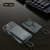Batterie externe magnétique sans fil 10000mAh, coque en alliage d'aluminium avec câble Type-C intégré, chargeur portable à charge rapide 22.5W