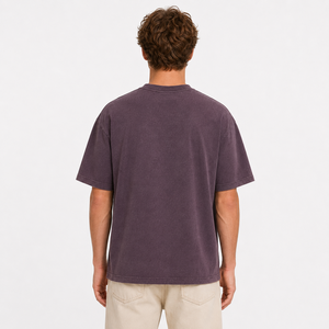 T-shirt Homme Été 2025 OEM ODM Délavé à l'Acide, Logo Personnalisé, Style Urbain, Coupe Oversize Boxy Courte, 100% Coton, Impression Numérique - Product Image 2