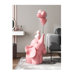Ingrosso in fibra di vetro cartone animato rosa ornamenti di <span class=keywords><strong>elefante</strong></span> per interni decorazioni per la casa soggiorno decorazioni per la casa da collezione scultura di cartoni animati - Product Image 1