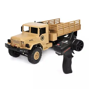 Wpl caminhão militar, carro com luz rtr controle remoto b16 1 16 2.4g 6wd off road rc