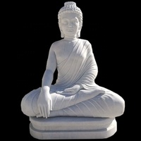 Offre Spéciale statue de bouddha en pierre de jardin grande pierre de marbre blanc assis statue de bouddha murti