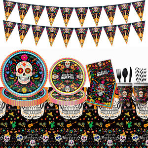 Vajilla Desechable de Papel para el Día de Muertos, Platos Redondos para Fiestas, Vajilla para Eventos Festivos - Product Image 2
