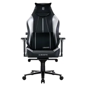 เก้าอี้เล่นเกมหนัง PU ขนาดใหญ่เก้าอี้คอมพิวเตอร์สีดำและสีเงินเก้าอี้เล่นเกมราคาถูก