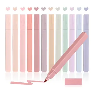 Factory Promotion Custom 6 8 12 24 Pcs Bible Pastel Aesthetic Highlighter Pen Set Non-toxic No Bleed Square Marker For Bible