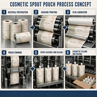 Sachets souples à bec verseur personnalisés avec logo, en aluminium, pour emballage cosmétique, vente en gros