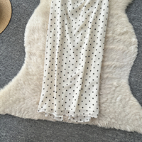 Robe midi à pois pour femmes, col halter, taille cintrée, robe élégante pour les vacances d'automne